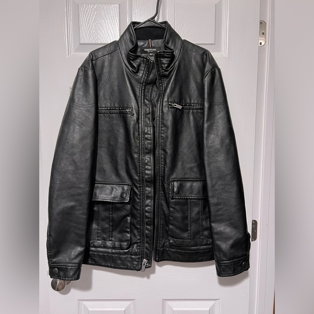 Kenneth Cole black faux leather men’s jacket